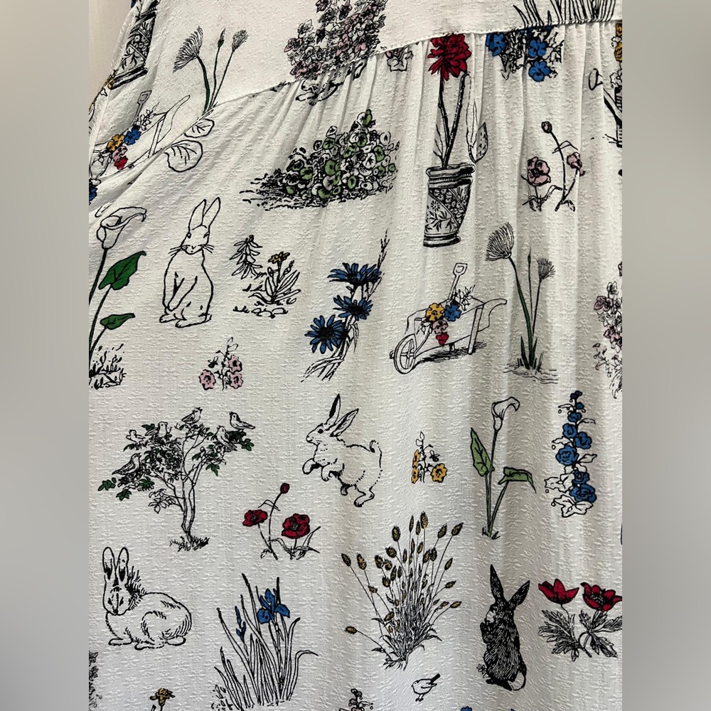 Jane & Delancey Bunny Print Blouse 2X Cottagecore Easter Spring Teacher Top - Picture 5 of 9